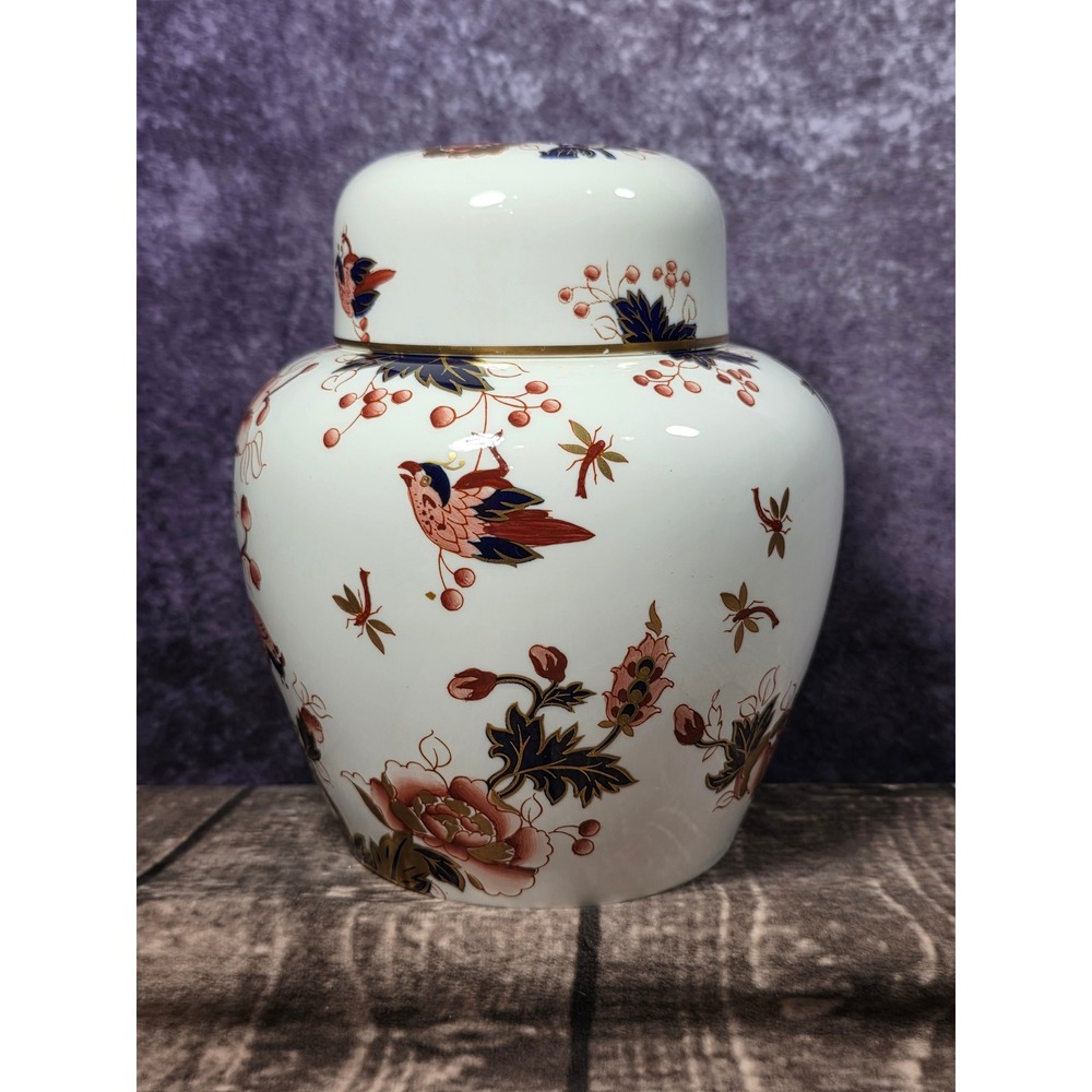 Coalport Hong Kong Bone China Ginger Jar with Lid Made in England Chinoiserie